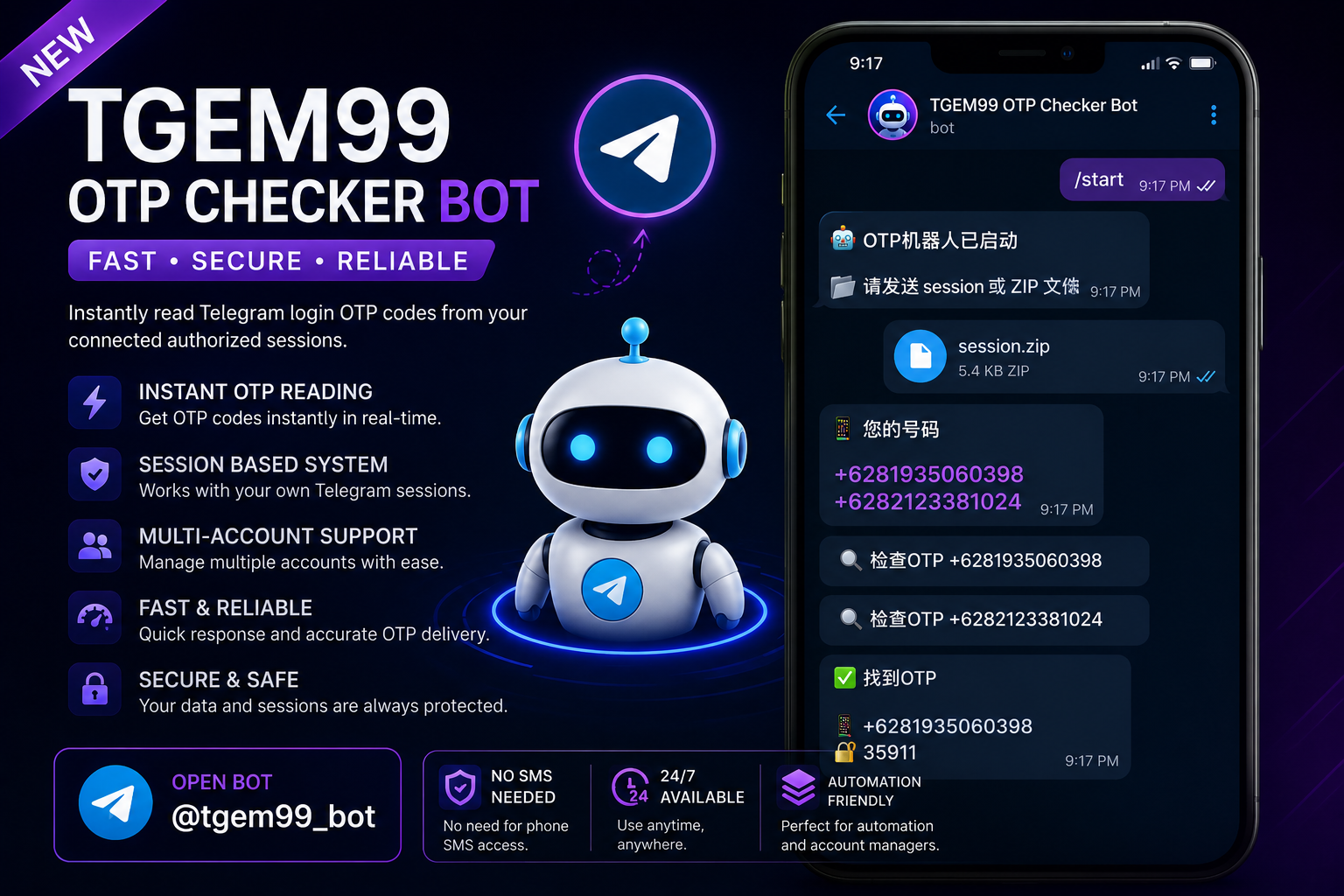 TGEM99 OTP Checker Bot  Fast Telegram OTP Reader 2026